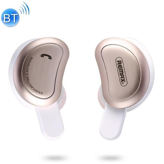 REMAX TWS-1 Half Moon Shaped Bluetooth 4.2 Wireless Bluetooth Earphone with Charging Box Gold