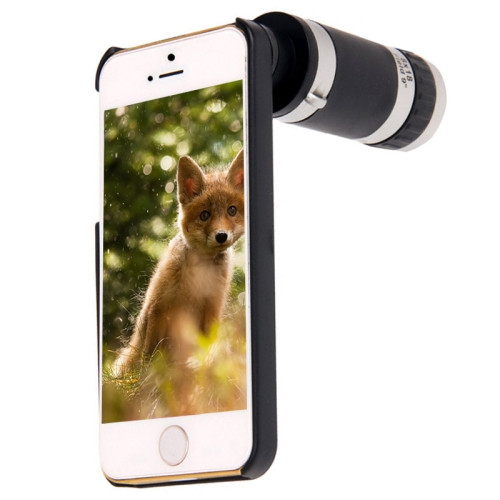 8X Zoom Lens Mobile Phone Telescope + Plastic Case for iPhone 5 & 5S(Black)