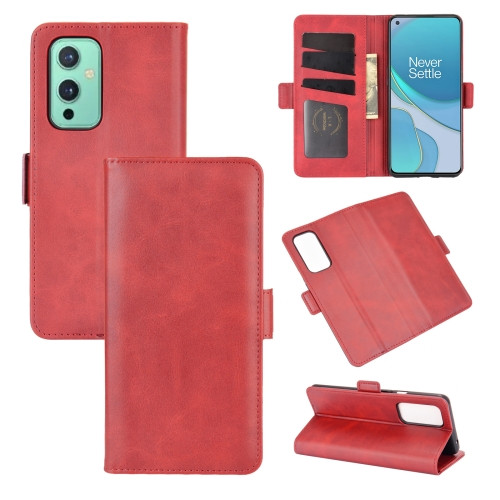 Dual-side Magnetic Buckle Horizontal Flip Leather Case with Holder & Card Slots & Wallet for OnePlus 9 (Red)
