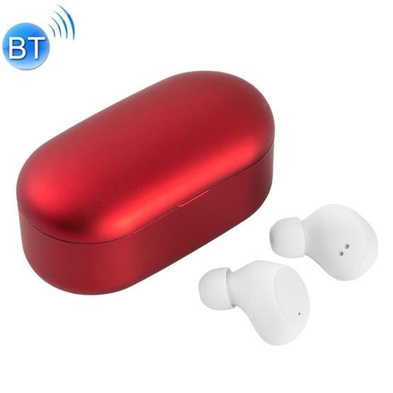 red wireless earphones