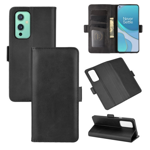 Dual-side Magnetic Buckle Horizontal Flip Leather Case with Holder & Card Slots & Wallet for OnePlus 9 (Black)