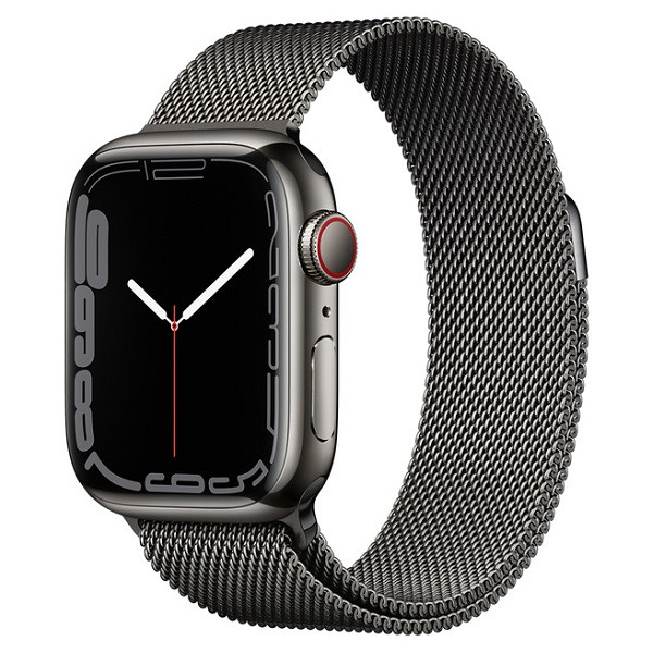 Apple Watch Series 7 GPS + Cellular 45mm Graphite Stainless Steel Case with Graphite Milanese Loop