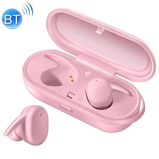 DT-7 IPX Waterproof Bluetooth 5.0 Wireless Bluetooth Earphone with 300mAh Magnetic Charging Box (Pink)