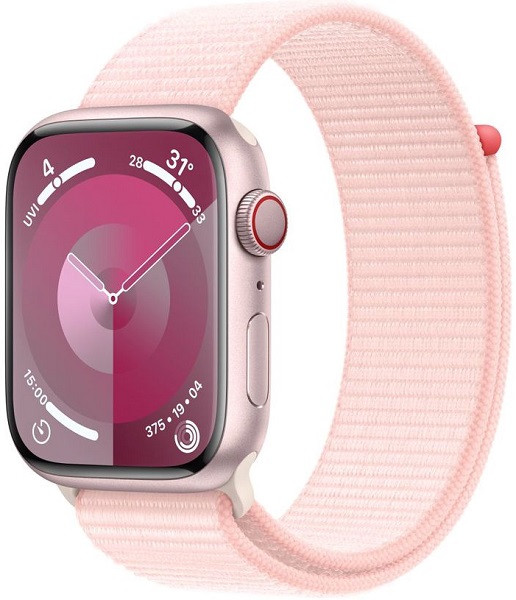 Apple Watch Series 9 GPS + Cellular 45mm Pink Aluminium Case with Pink Sport Loop