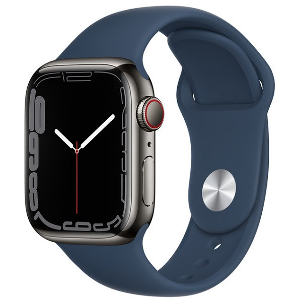 Apple Watch Series 7 GPS + Cellular 45mm Graphite Stainless Steel Case with Abyss Blue Sport Band
