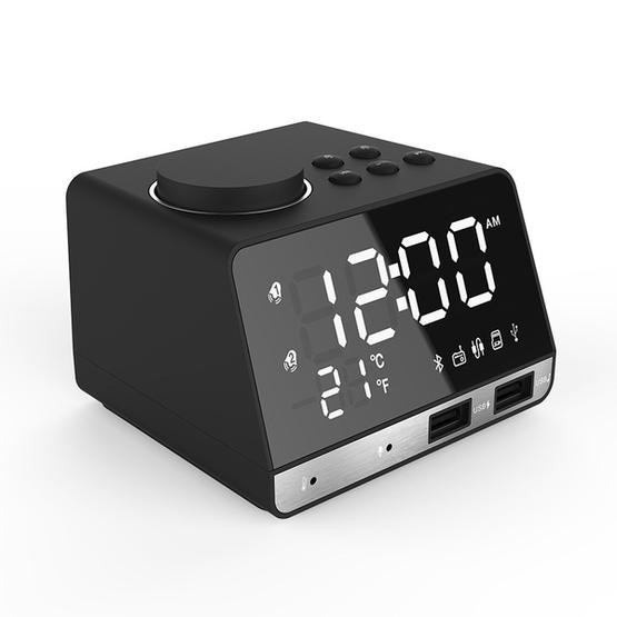 K11 Creative LED Bluetooth 4.2 Speaker Alarm Clock Music Display Radio(Black)