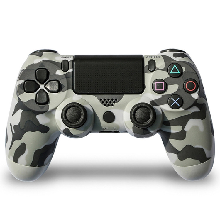 Camouflage Wireless Bluetooth Game Handle Controller with Lamp for PS4(Grey)