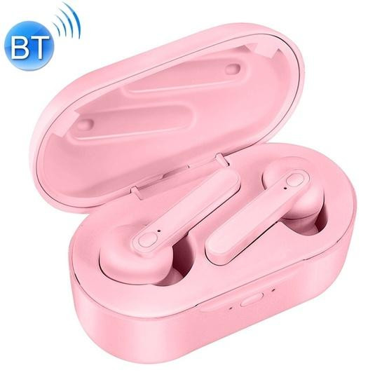 DT-5 IPX Waterproof Bluetooth 5.0 Wireless Bluetooth Earphone with Magnetic Charging Box(Pink)