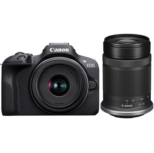 Canon EOS R100 Twin Kit (18-45mm f/4.5-6.3 IS STM) & (55-210mm f/5.0-7.1 IS STM) (With Adapter)