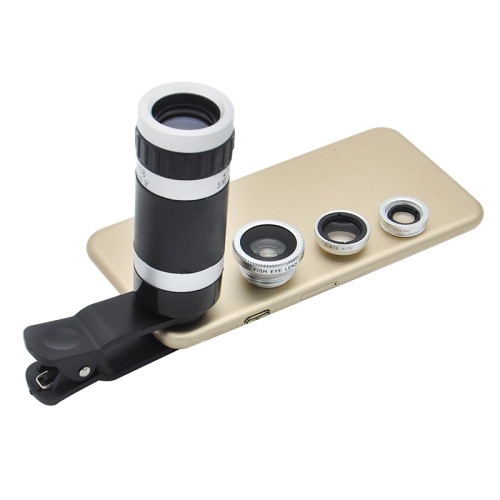 Faireach 4 in 1 Cell Phone Lens Kit 18X Zoom Telephoto Lens +180° Fisheye Lens 120° Wide Angle Lens+ 20XMacro Lens Compatible with iPhone X XS Max XR/8 Samsung Android Phone Camera Lens 