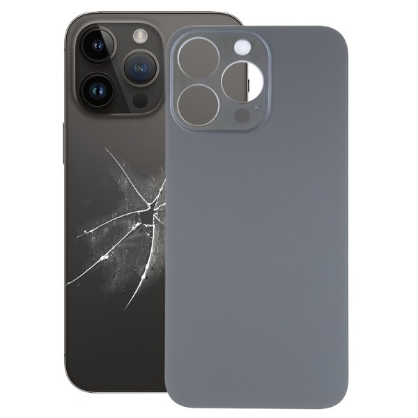 Easy Replacement Big Camera Hole Glass Back Battery Cover for iPhone 14 Pro (Black)