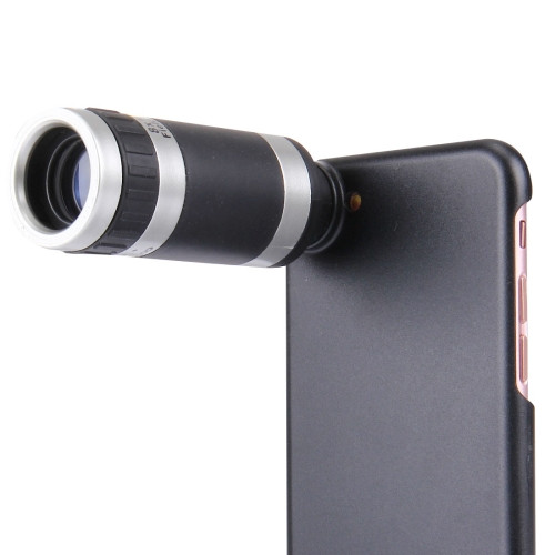 8X Zoom Lens Mobile Phone Telescope with PC Protective Case for iPhone 7(Black + Silver)