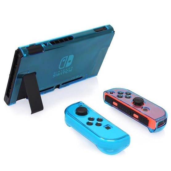 Hard PC Protection Cover for Nintendo Switch NS Case Detachable Crystal Plastic Shell Console Controller Accessories(Blue)