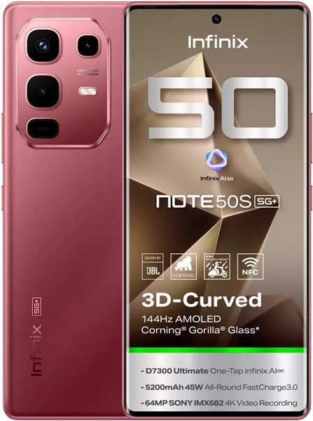 Infinix Note 50s 5G X6870 Dual Sim 256GB Ruby Red (8GB RAM) - Global Version