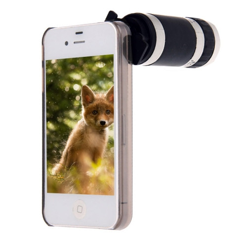 8X Zoom Lens Mobile Phone Telescope + Crystal Case for iPhone 5 & 5S(Black)