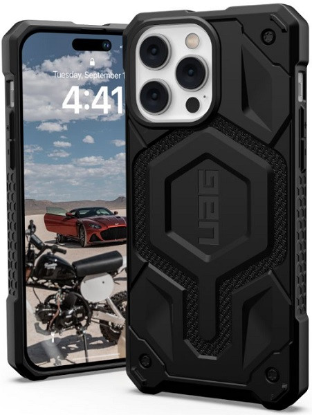 UAG Monarch Pro Kevlar Magnetic Premium Casing With Built-in Magnet Case for iPhone 14 Pro (Black)