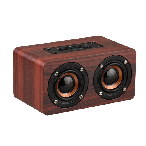 W5 Portable HiFi Shock Bass Wooden Bluetooth Speaker(Dark Brown)