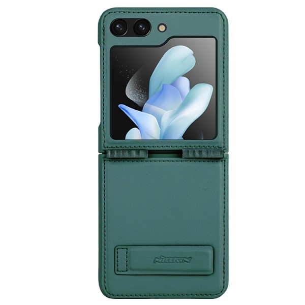 NILLKIN QIN Series Plain Leather Phone Case for Galaxy Z Flip 5 (Green)