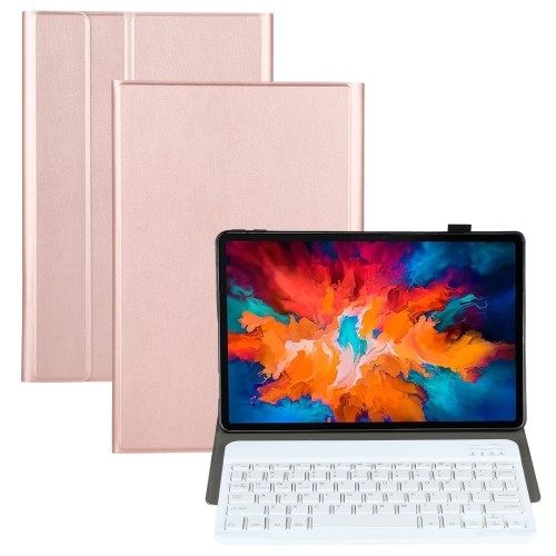 AM13 2 in 1 Removable Bluetooth Keyboard + Protective Leather Case with Holder for Lenovo Tab P11 Pro (Rose Gold)
