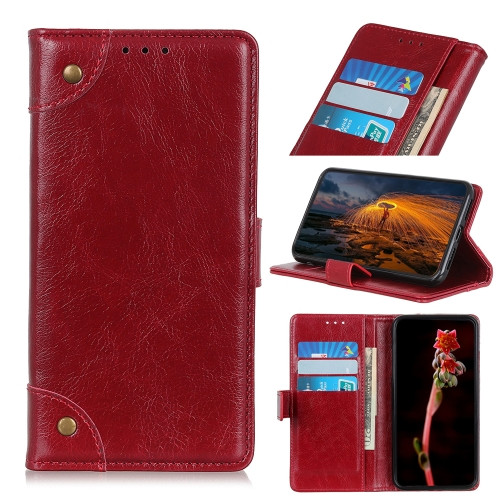 Copper Buckle Nappa Texture Horizontal Flip Leather Case with Holder & Card Slots & Wallet for Huawei Mate 40 Pro (Wine Red)