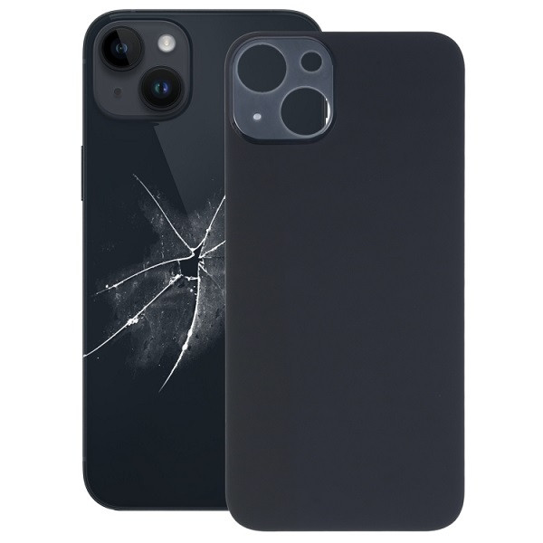 Easy Replacement Big Camera Hole Glass Back Battery Cover for iPhone 14 Plus (Black)