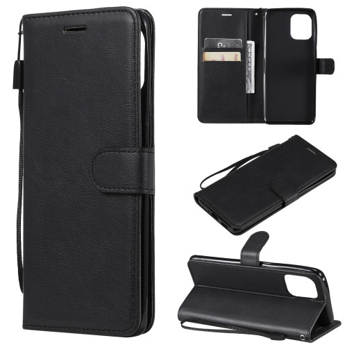 Solid Color Horizontal Flip Protective Leather Case with Holder & Card Slots & Wallet & Photo Frame & Lanyard for OPPO Find X3 Pro (Black)