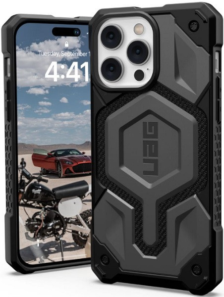 UAG Monarch Pro Kevlar Magnetic Premium Casing With Built-in Magnet Case for iPhone 14 Pro Max (Silver)