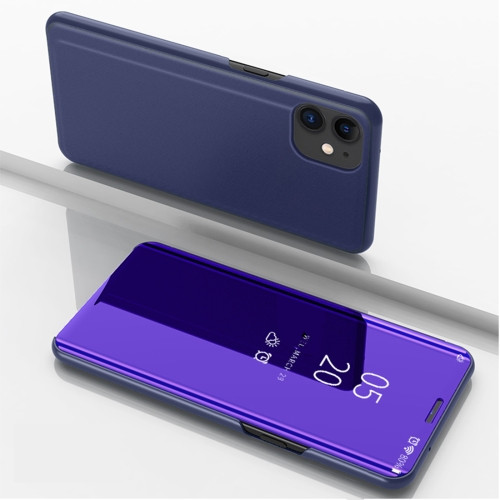 Plated Mirror Horizontal Flip Leather Case With Holder For Iphone 12 Pro Max Purple Blue