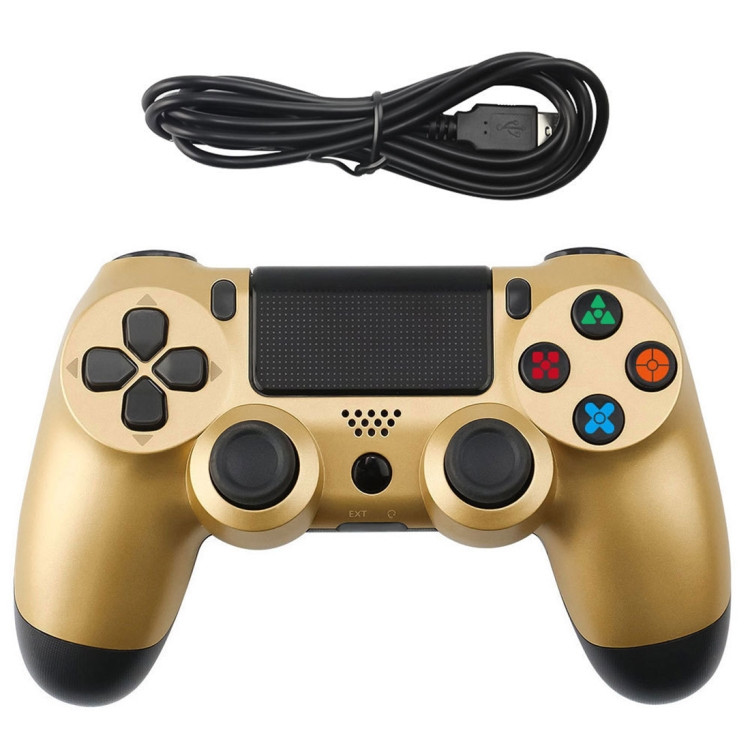 Snowflake Button Wired Gamepad Game Handle Controller for PS4 (Gold)