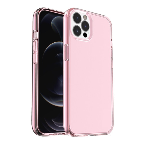 Shockproof Terminator Style Transparent Protective Case for iPhone 13 Pro Max (Pink)