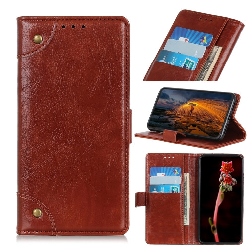 Copper Buckle Nappa Texture Horizontal Flip Leather Case with Holder & Card Slots & Wallet for Huawei Mate 40 Pro (Brown)