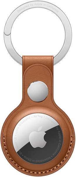 Apple AirTag Leather Key Ring Saddle Brown