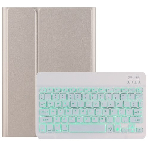 DY-E10 2 in 1 Removable Bluetooth Keyboard + Protective Leather Case with Backlight & Holder for Lenovo Tab E10 (Gold)