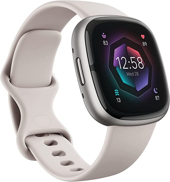 Fitbit Sense 2 GPS Smartwatch Lunar White with Platinum Case