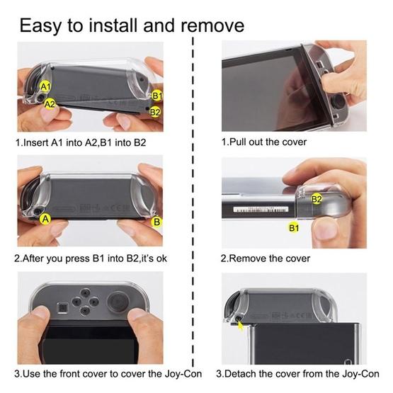 Hard PC Protection Cover for Nintendo Switch NS Case Detachable Crystal Plastic Shell Console Controller Accessories(Clear)