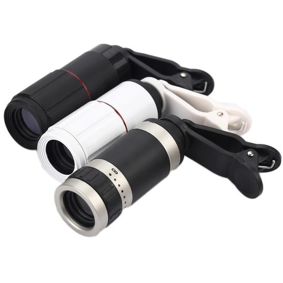 8x Zoom Telescope Telephoto Camera Lens with Clip (White)
