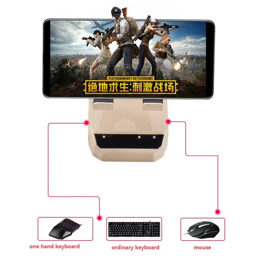 D9 Bluetooth 4.0 Portable Gamepad Keyboard Mouse Converter Station with Mobile Phone Holder (Beige)
