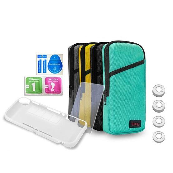 iplay Host Storage Bag Tempered Film + Rocker Cap + Protective Shell 7 in 1 Protection Bag Soft Bag Set For Switch Lite(Yellow )