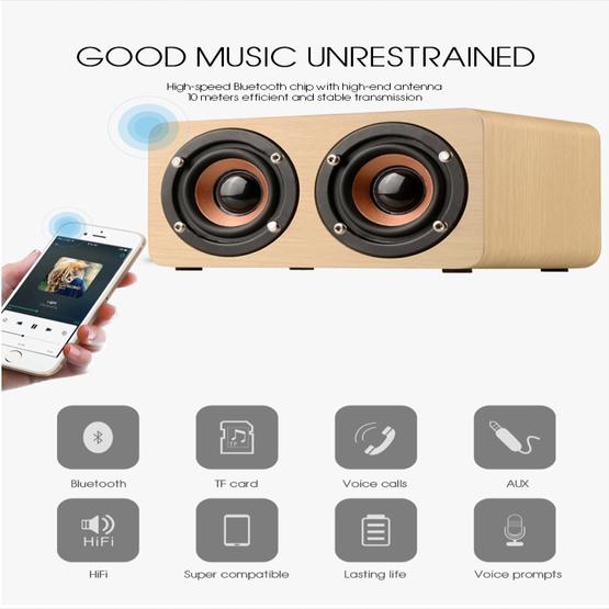 W5 Portable HiFi Shock Bass Wooden Bluetooth Speaker(Yellow)