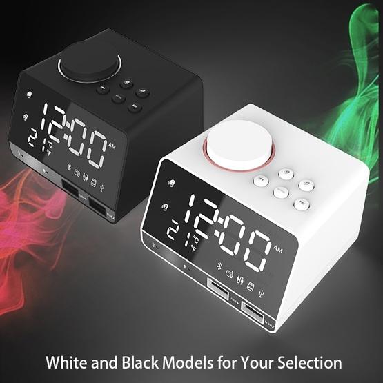 K11 Creative LED Bluetooth 4.2 Speaker Alarm Clock Music Display Radio(White)