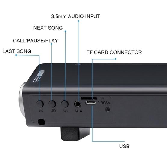 Soundbar LP-08 (CE0152) USB MP3 Player 2.1CH Bluetooth Wireless Sound Bar Speaker with Remote Control(Black)