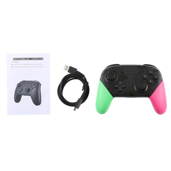 Wireless Game Pro Controller With Screenshot Vibration Function for N-Switch(Green Pink)