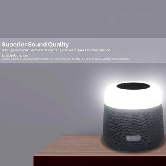 NewRixing NR-3500 Multi-function Atmosphere Light Wireless Charging Bluetooth Speaker Grey