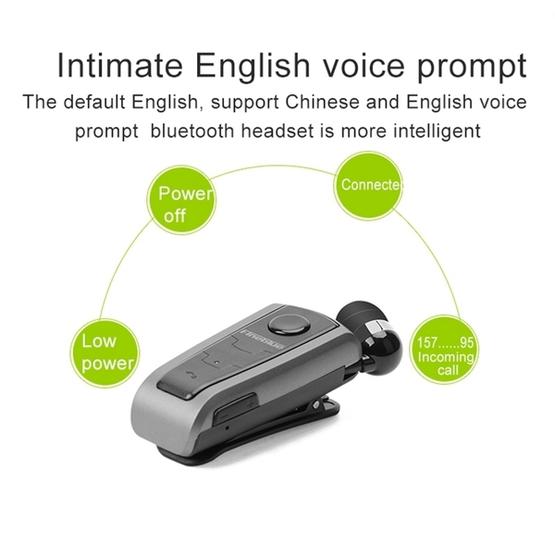 F910 CSR4.1 Retractable Cable Caller Vibration Reminder Anti-theft Bluetooth Headset (Grey)