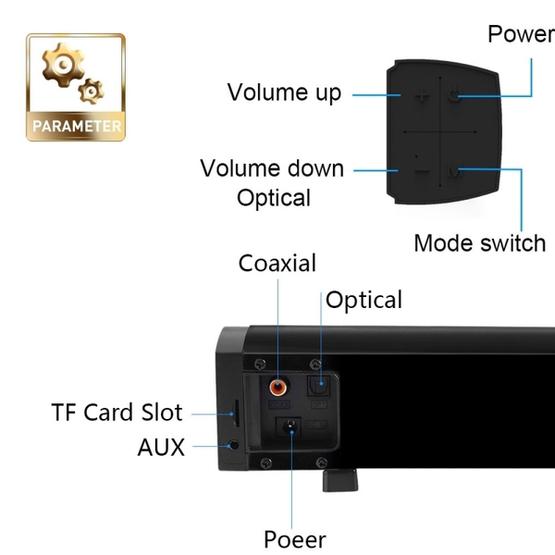 Soundbar LP-09 (CE0148) Home Theater Bluetooth Wireless Sound Bar Speaker with Remote Control(Black)