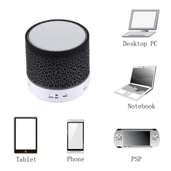A9 Mini Portable Bluetooth Stereo Speaker, with Built-in MIC & LED (Black)