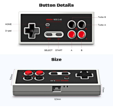 8Bitdo N30 2.4G Retro Wireless Controller Gamepad with Bluetooth Receiver