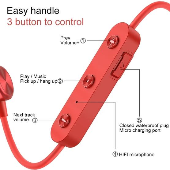 JOYROOM JR-D3S Bluetooth 4.2 Dual Battery Sports Bluetooth Earphone Red