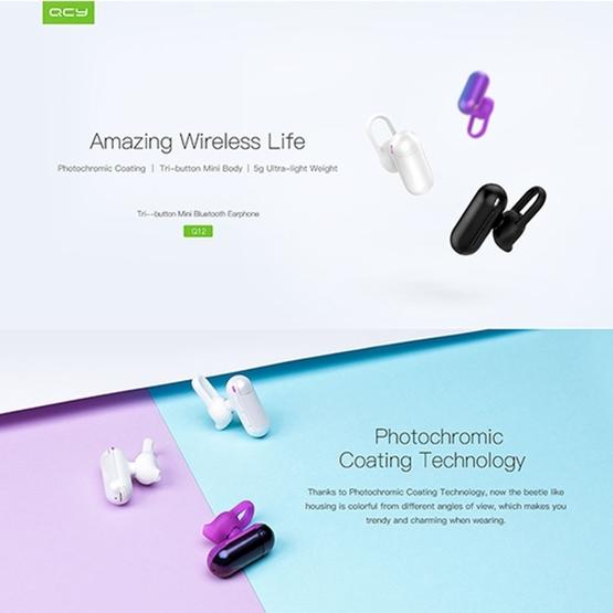 QCY Q12 Mini Ultra-light Wireless V4.1 Bluetooth Earphones with Mic White