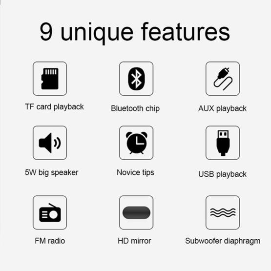 B1 Stereo Wireless Bluetooth Speaker with Mirror Display Screen(Black)